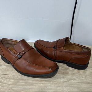 Perry Ellis Chestnut Leather Slip-On Loafers